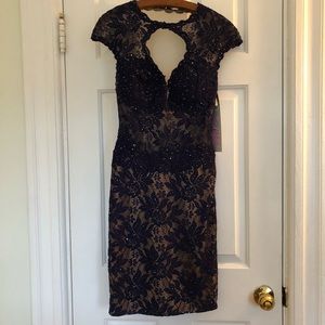 Navy Blue Jovani Cocktail Dress Style 22895A